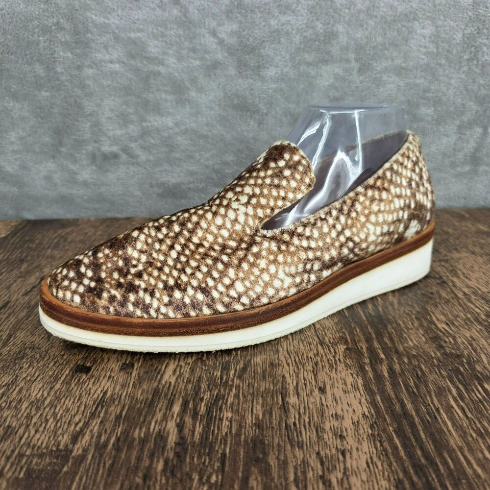 Free People Snake Eye Velvet Loafers 40 9.5 Brown Cream Slip On Comfort Casual - Picture 13 of 13